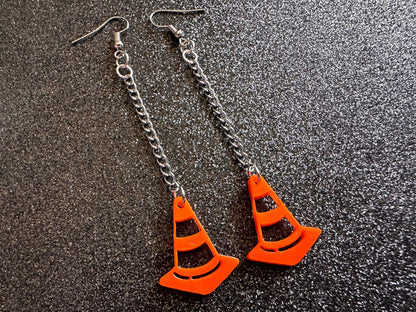 Traffic Cone Earrings: Laser Cut Acrylic Cones, Car, Driving School, Road Trip, Best Gifts for Her/Him/Them