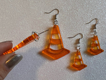 Traffic Cone Earrings: Laser Cut Acrylic Cones, Car, Driving School, Road Trip, Best Gifts for Her/Him/Them