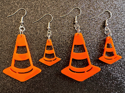 Traffic Cone Earrings: Laser Cut Acrylic Cones, Car, Driving School, Road Trip, Best Gifts for Her/Him/Them