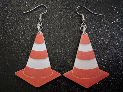 Traffic Cone Earrings: Laser Cut Acrylic Cones, Car, Driving School, Road Trip, Emergency, Emergencies, Best Gifts for Her/Him/Them
