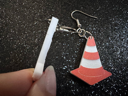 Traffic Cone Earrings: Laser Cut Acrylic Cones, Car, Driving School, Road Trip, Emergency, Emergencies, Best Gifts for Her/Him/Them