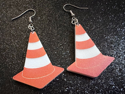 Traffic Cone Earrings: Laser Cut Acrylic Cones, Car, Driving School, Road Trip, Emergency, Emergencies, Best Gifts for Her/Him/Them