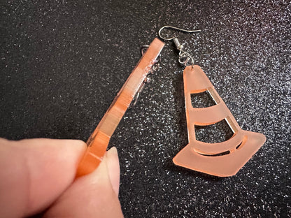 Traffic Cone Earrings: Laser Cut Acrylic Cones, Matte Acrylic, Halloween, Novelty, Driving School, Road Trip, Best Gifts for Her/Him/Them