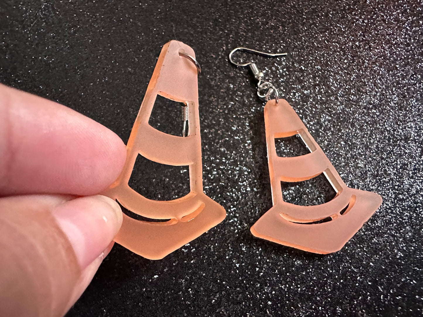 Traffic Cone Earrings: Laser Cut Acrylic Cones, Matte Acrylic, Halloween, Novelty, Driving School, Road Trip, Best Gifts for Her/Him/Them