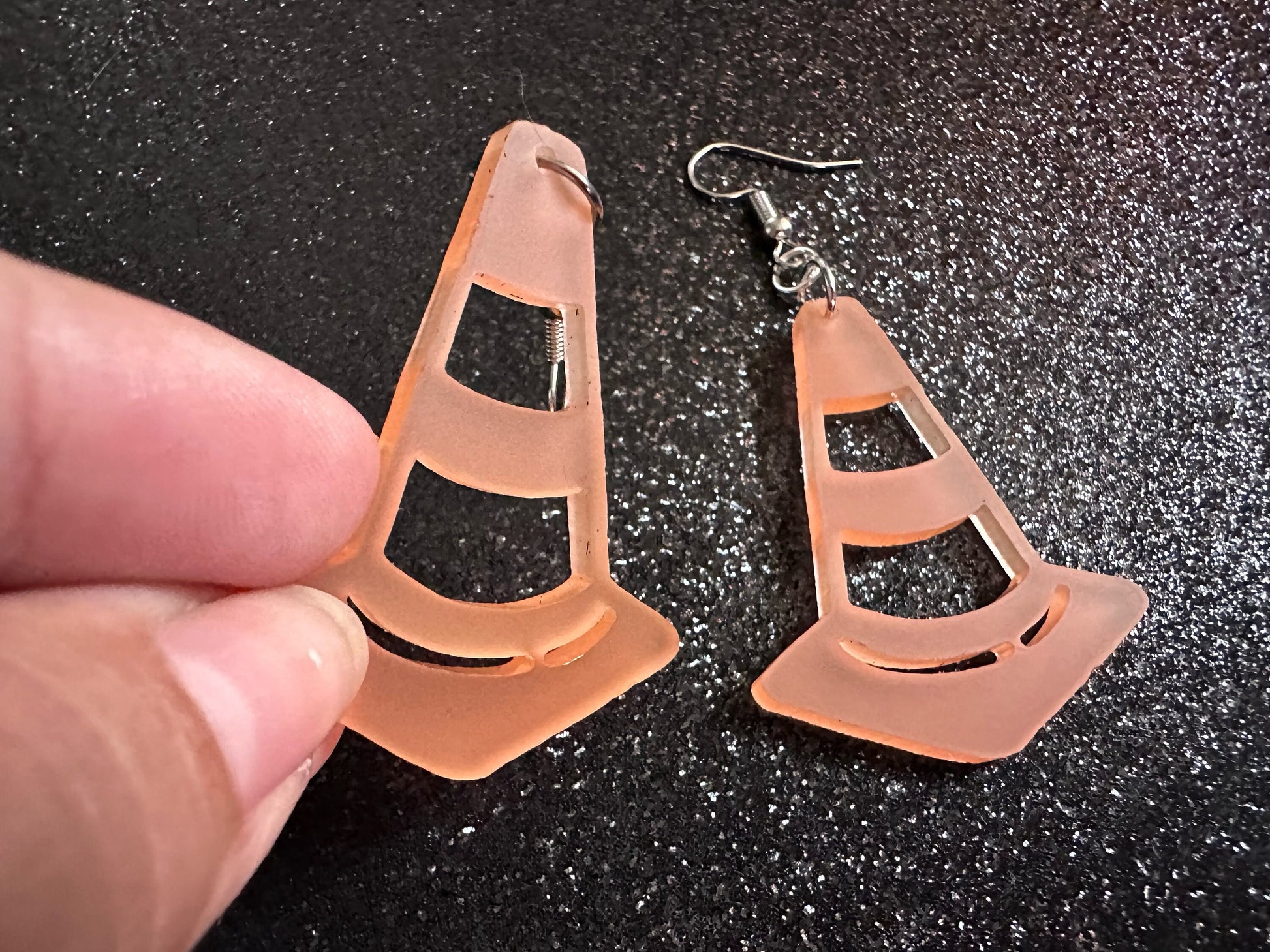 Traffic Cone Earrings: Laser Cut Acrylic Cones, Matte Acrylic, Halloween, Novelty, Driving School, Road Trip, Best Gifts for Her/Him/Them