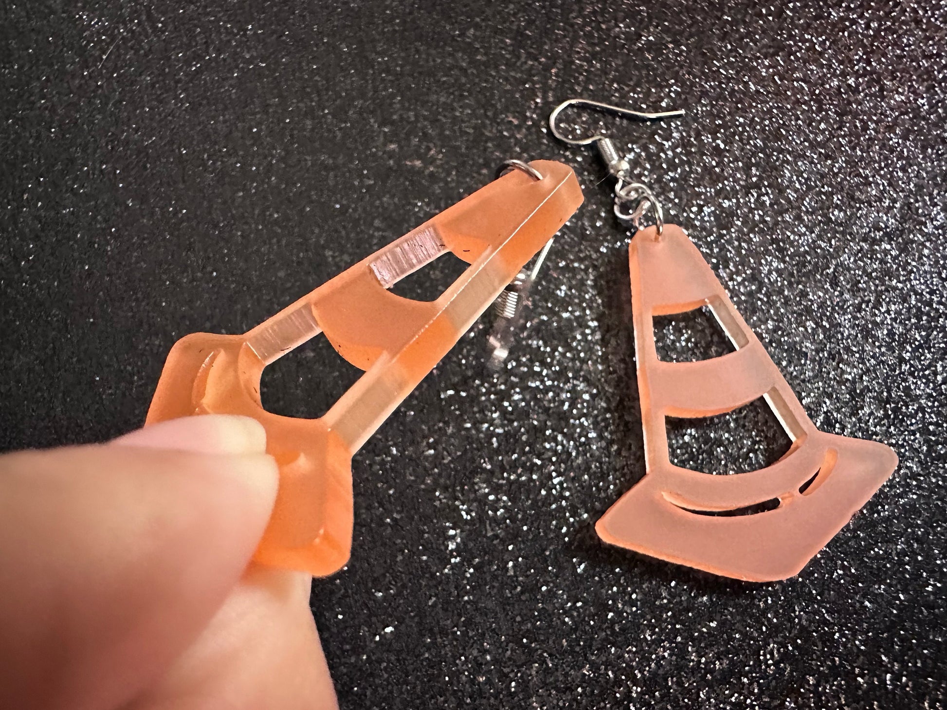 Traffic Cone Earrings: Laser Cut Acrylic Cones, Matte Acrylic, Halloween, Novelty, Driving School, Road Trip, Best Gifts for Her/Him/Them