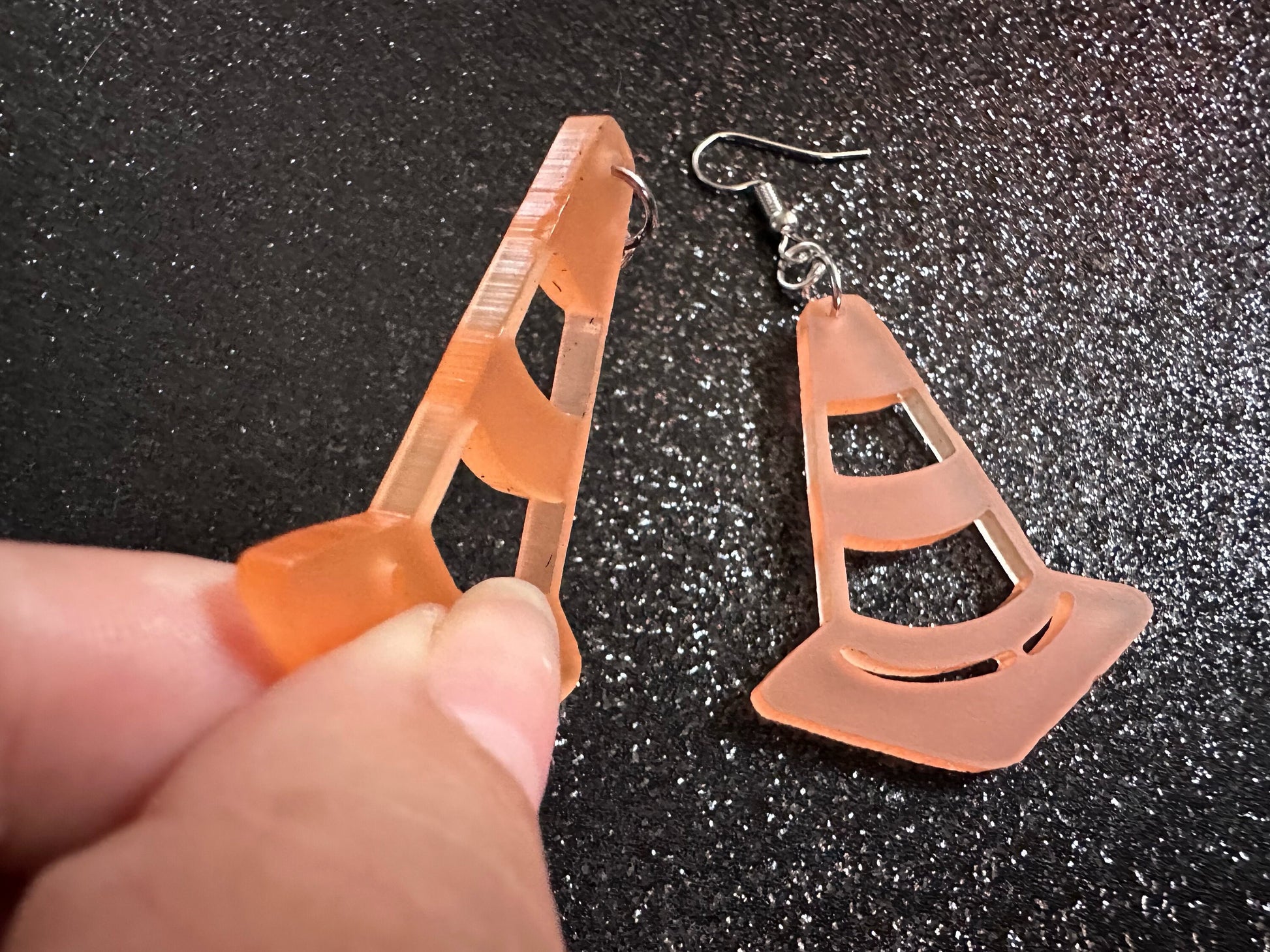 Traffic Cone Earrings: Laser Cut Acrylic Cones, Matte Acrylic, Halloween, Novelty, Driving School, Road Trip, Best Gifts for Her/Him/Them