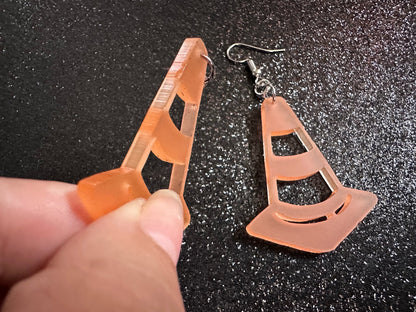 Traffic Cone Earrings: Laser Cut Acrylic Cones, Matte Acrylic, Halloween, Novelty, Driving School, Road Trip, Best Gifts for Her/Him/Them