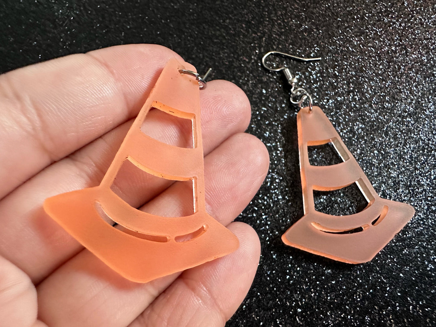 Traffic Cone Earrings: Laser Cut Acrylic Cones, Matte Acrylic, Halloween, Novelty, Driving School, Road Trip, Best Gifts for Her/Him/Them