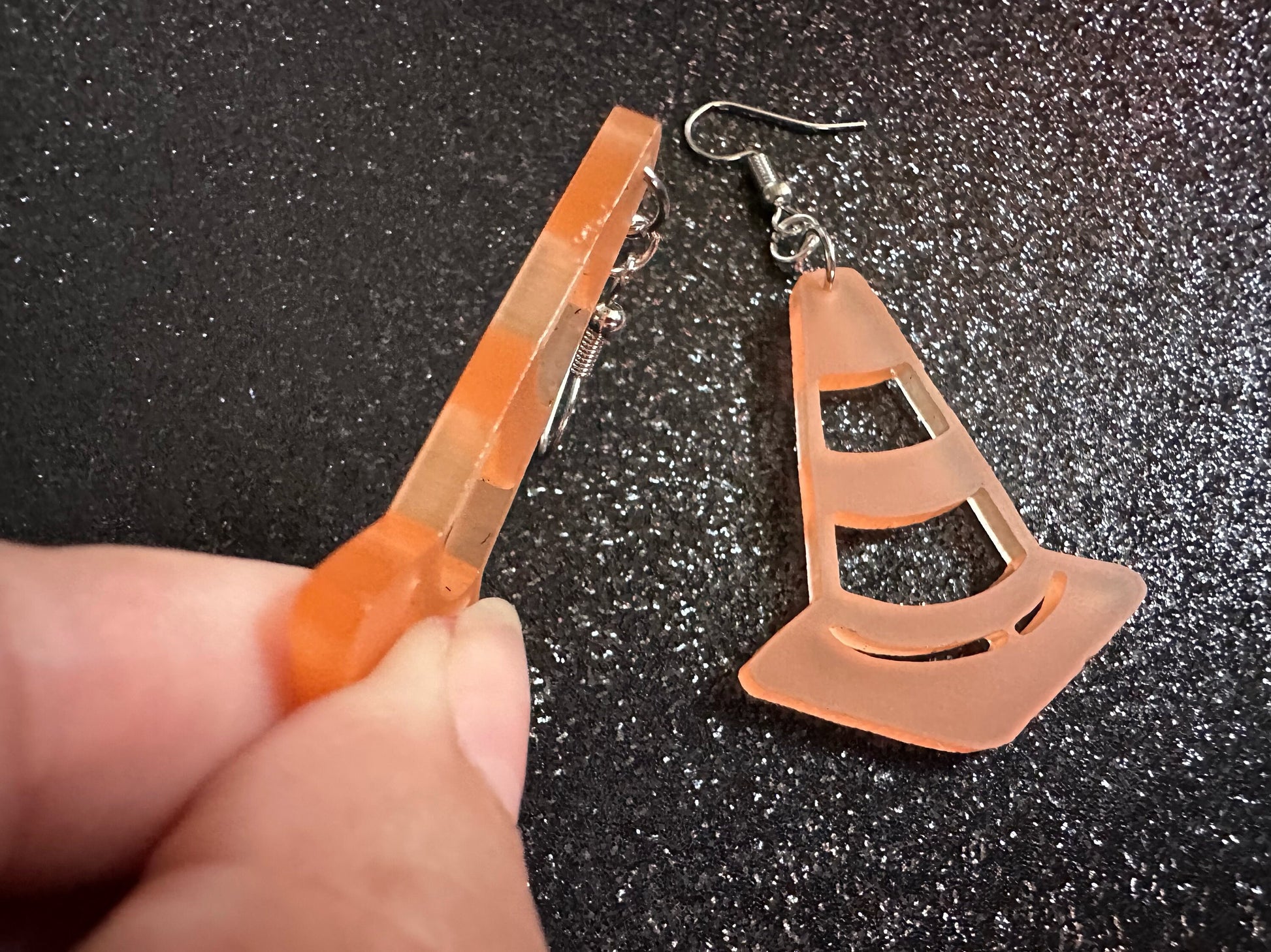 Traffic Cone Earrings: Laser Cut Acrylic Cones, Matte Acrylic, Halloween, Novelty, Driving School, Road Trip, Best Gifts for Her/Him/Them
