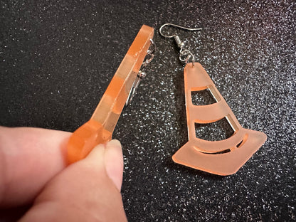Traffic Cone Earrings: Laser Cut Acrylic Cones, Matte Acrylic, Halloween, Novelty, Driving School, Road Trip, Best Gifts for Her/Him/Them