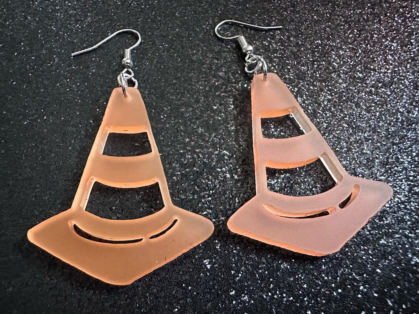Traffic Cone Earrings: Laser Cut Acrylic Cones, Matte Acrylic, Halloween, Novelty, Driving School, Road Trip, Best Gifts for Her/Him/Them