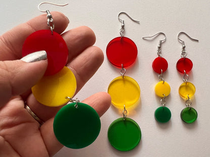 Traffic Light Earrings: Laser Cut Acrylic Traffic Lights, Car, Driving, Motor Travel, Transportation, Best Gifts for Her/Him/Them