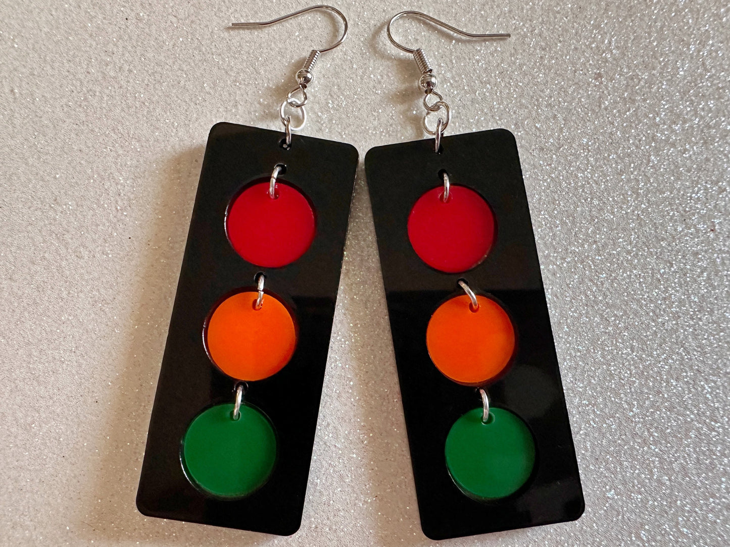 Traffic Light Earrings: Laser Cut Acrylic Traffic Lights, Car, Driving, Motor Travel, Transportation, Novelty, Best Gifts for Her/Him/Them