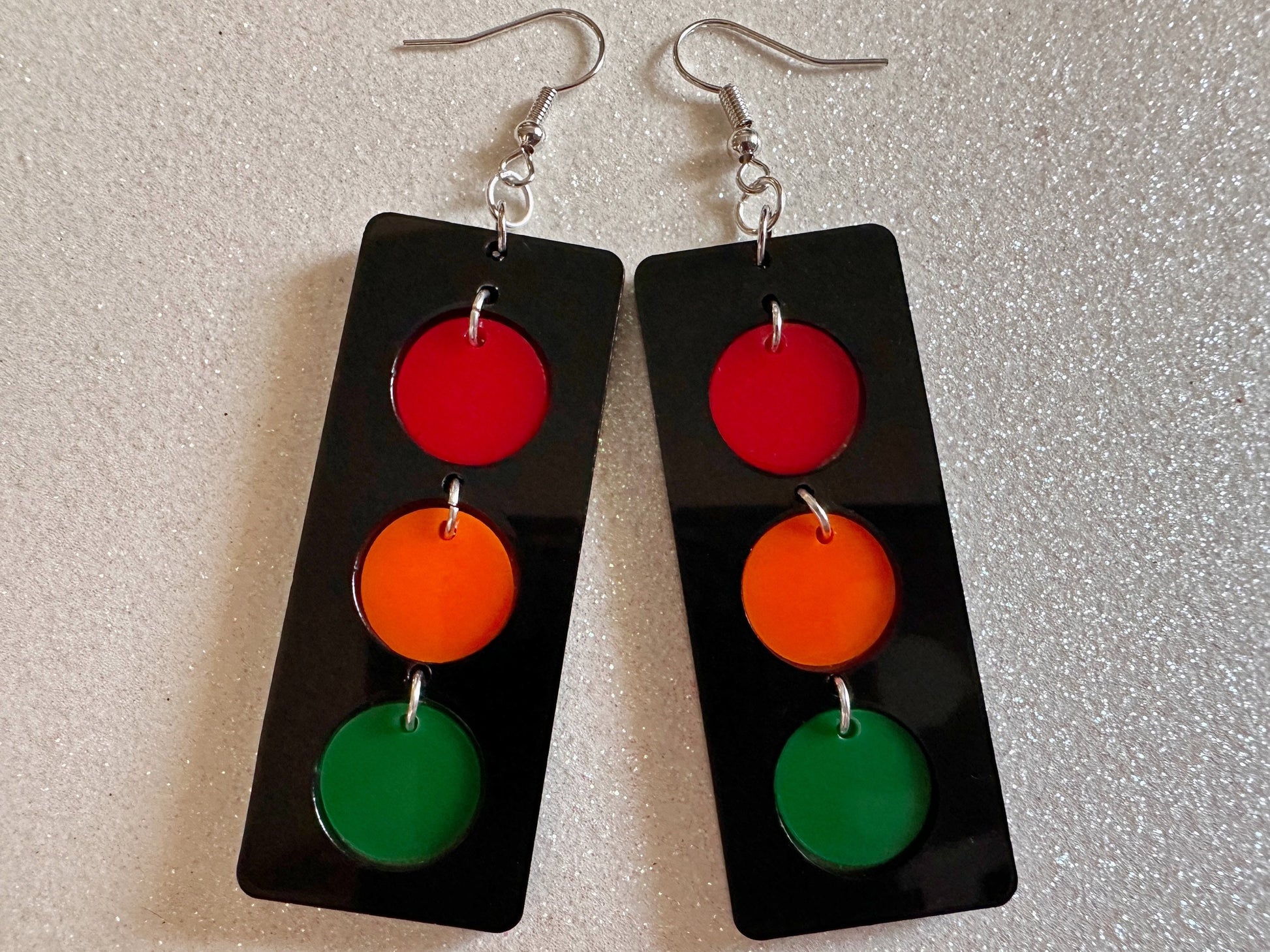 Traffic Light Earrings: Laser Cut Acrylic Traffic Lights, Car, Driving, Motor Travel, Transportation, Novelty, Best Gifts for Her/Him/Them