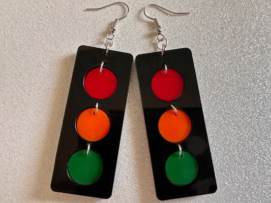 Traffic Light Earrings: Laser Cut Acrylic Traffic Lights, Car, Driving, Motor Travel, Transportation, Novelty, Best Gifts for Her/Him/Them