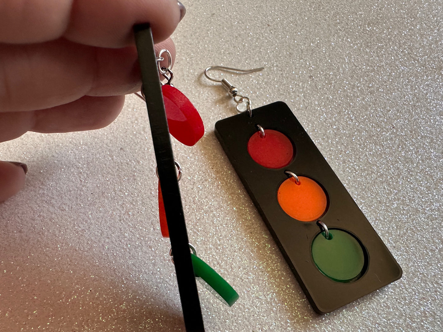 Traffic Light Earrings: Laser Cut Acrylic Traffic Lights, Car, Driving, Motor Travel, Transportation, Novelty, Best Gifts for Her/Him/Them