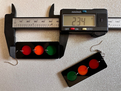 Traffic Light Earrings: Laser Cut Acrylic Traffic Lights, Car, Driving, Motor Travel, Transportation, Novelty, Best Gifts for Her/Him/Them