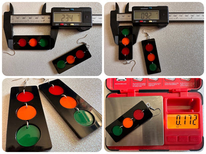 Traffic Light Earrings: Laser Cut Acrylic Traffic Lights, Car, Driving, Motor Travel, Transportation, Novelty, Best Gifts for Her/Him/Them