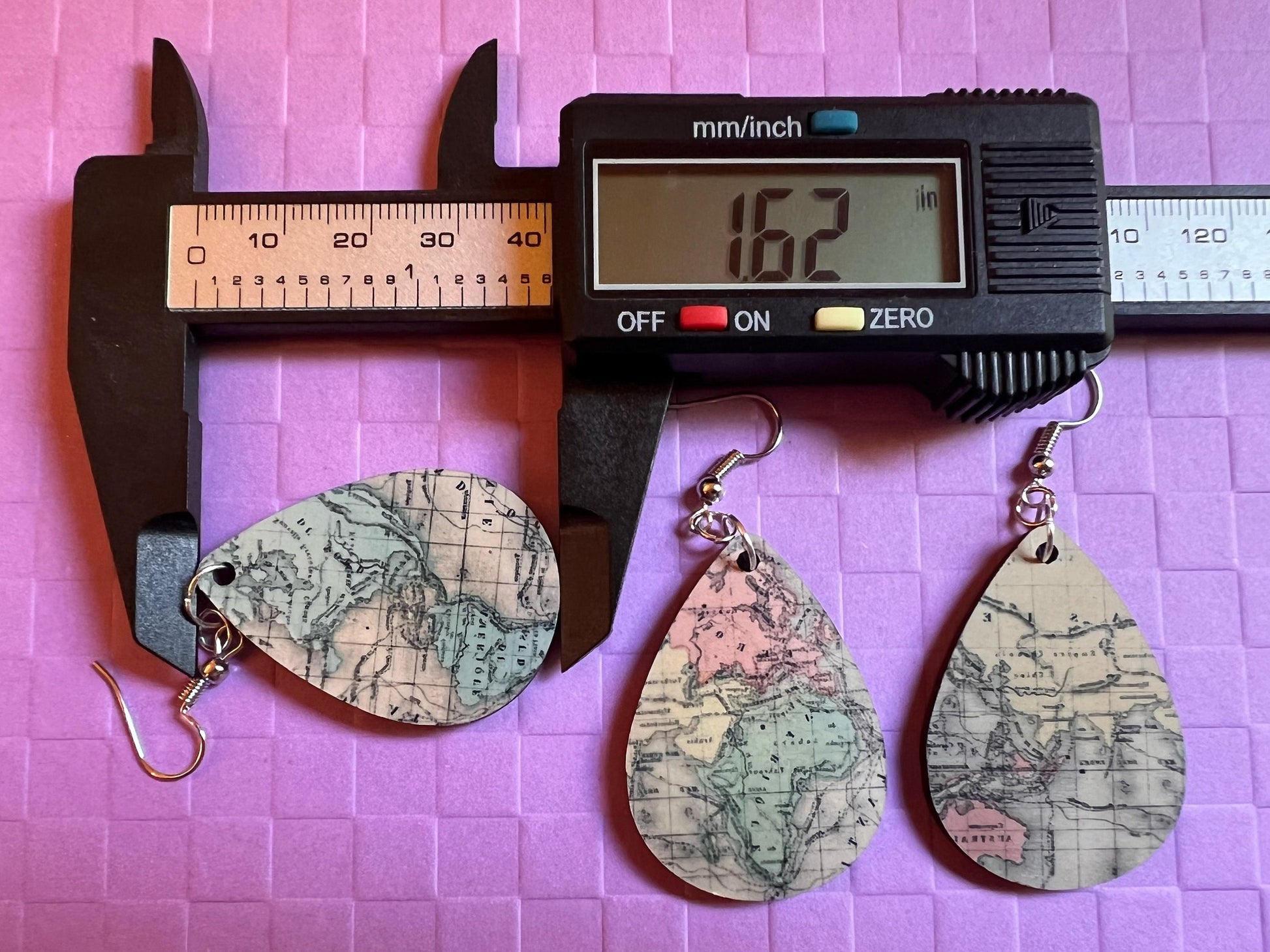Travel Map Earrings: World Map, Earth, Geography, Back to School, Sublimated, Best Gifts for Her/Him/Them