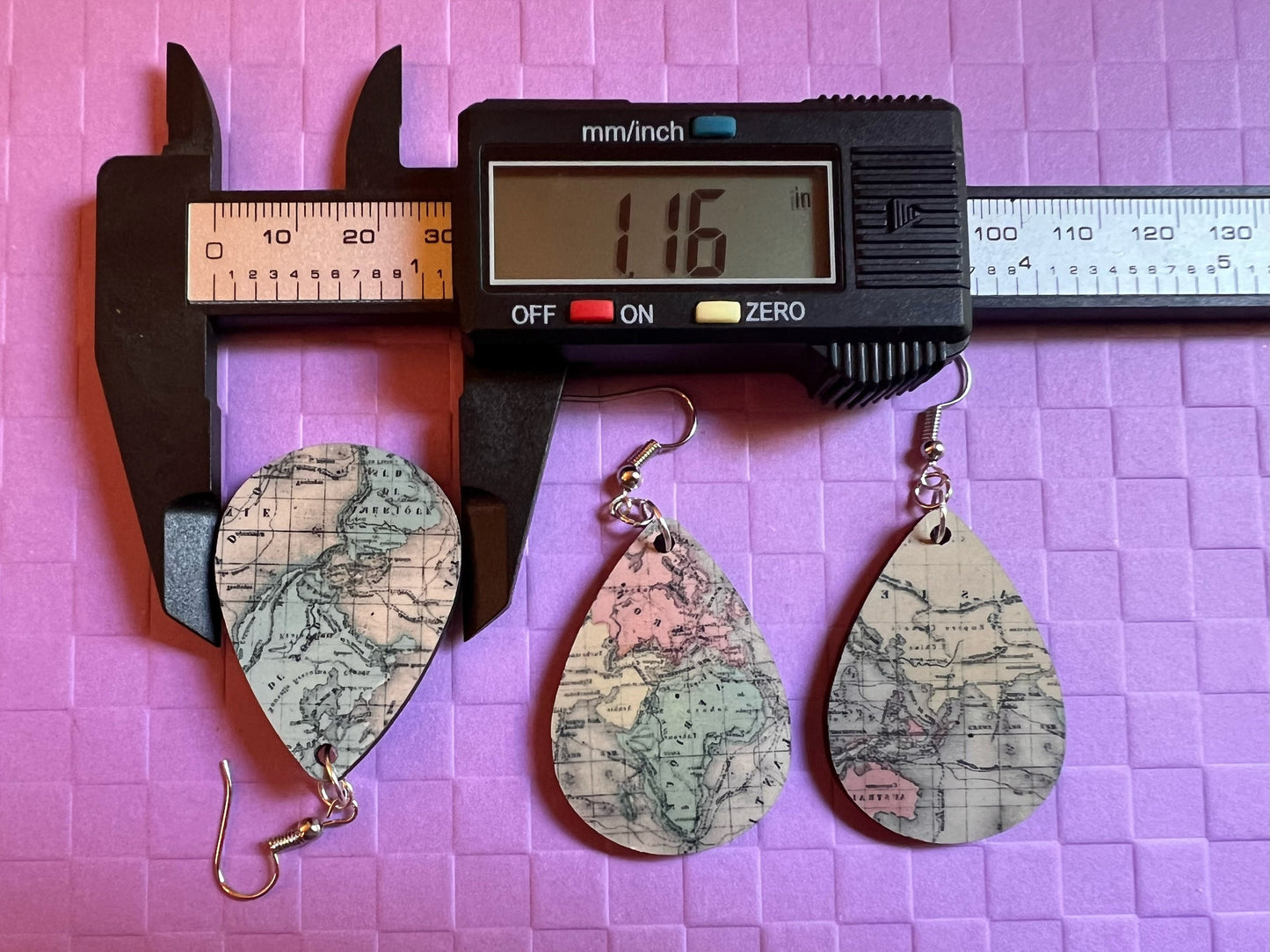 Travel Map Earrings: World Map, Earth, Geography, Back to School, Sublimated, Best Gifts for Her/Him/Them