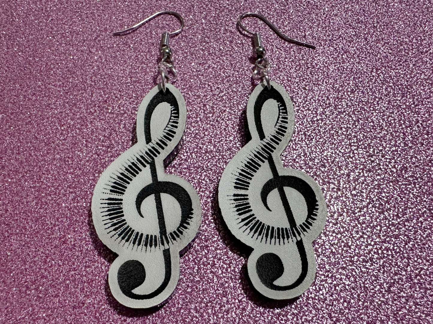Treble Clef Music Note Earrings: Laser Cut Acrylic Treble Clefs, Piano, Classical, Concert, Musical, Musician, Best Gifts for Her/Him/Them