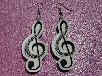 Treble Clef Music Note Earrings: Laser Cut Acrylic Treble Clefs, Piano, Classical, Concert, Musical, Musician, Best Gifts for Her/Him/Them