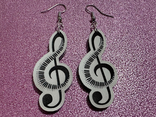 Treble Clef Music Note Earrings: Laser Cut Acrylic Treble Clefs, Piano, Classical, Concert, Musical, Musician, Best Gifts for Her/Him/Them