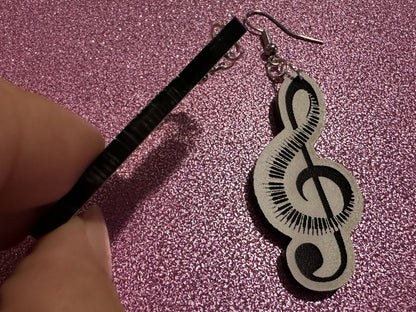Treble Clef Music Note Earrings: Laser Cut Acrylic Treble Clefs, Piano, Classical, Concert, Musical, Musician, Best Gifts for Her/Him/Them