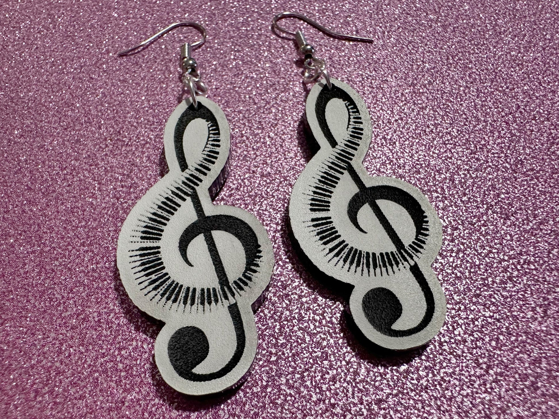 Treble Clef Music Note Earrings: Laser Cut Acrylic Treble Clefs, Piano, Classical, Concert, Musical, Musician, Best Gifts for Her/Him/Them