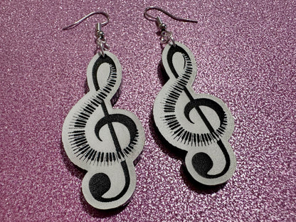 Treble Clef Music Note Earrings: Laser Cut Acrylic Treble Clefs, Piano, Classical, Concert, Musical, Musician, Best Gifts for Her/Him/Them