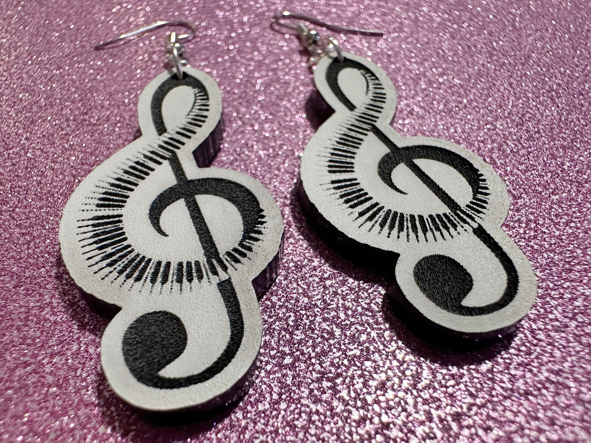 Treble Clef Music Note Earrings: Laser Cut Acrylic Treble Clefs, Piano, Classical, Concert, Musical, Musician, Best Gifts for Her/Him/Them