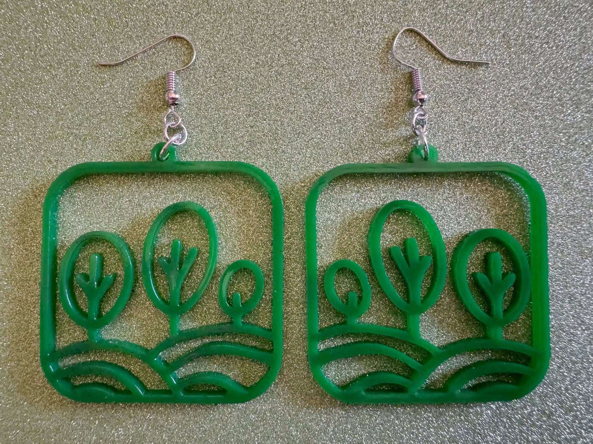 Tree Earrings: Laser Cut Acrylic Leaves & Trees, Tropical, Green Earrings, Plants, Park, Forest, Nature, Leaf, Best Gifts for Her/Him/Them