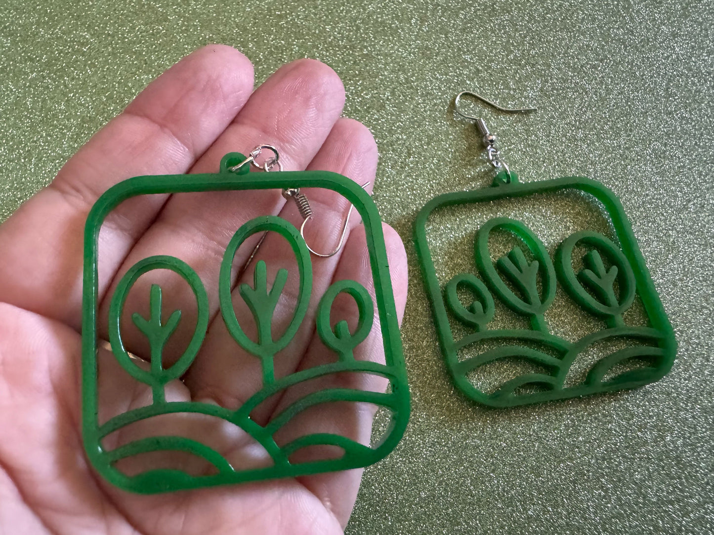 Tree Earrings: Laser Cut Acrylic Leaves & Trees, Tropical, Green Earrings, Plants, Park, Forest, Nature, Leaf, Best Gifts for Her/Him/Them