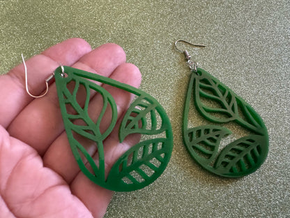 Tree Earrings: Laser Cut Acrylic Leaves & Trees, Tropical, Green Earrings, Plants, Park, Forest, Nature, Leaf, Best Gifts for Her/Him/Them