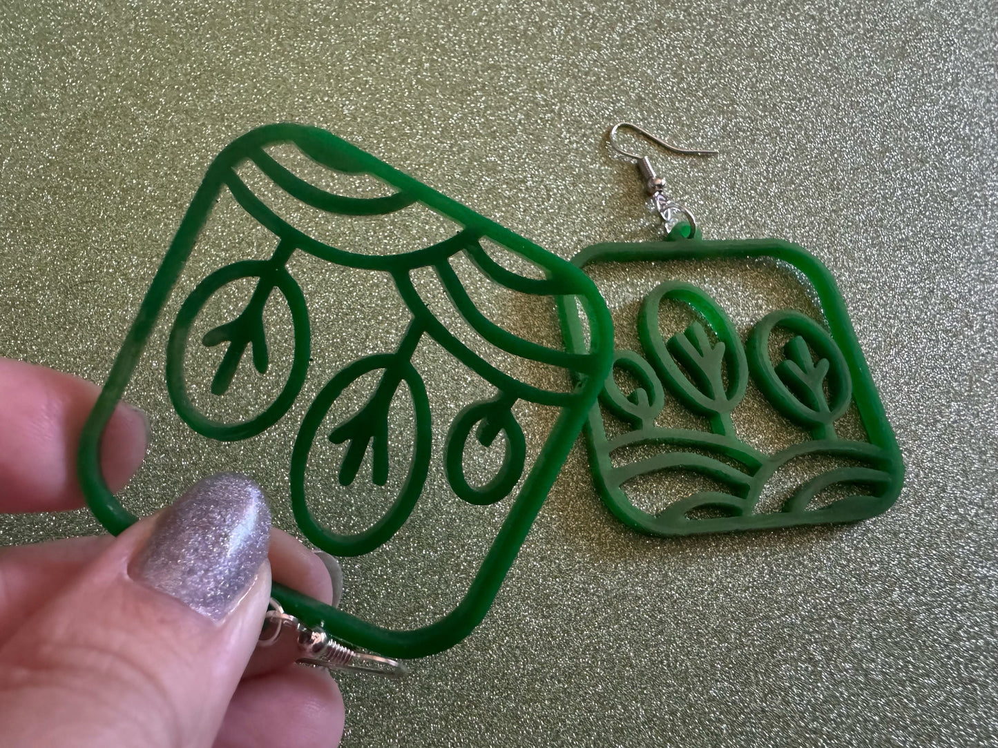 Tree Earrings: Laser Cut Acrylic Leaves & Trees, Tropical, Green Earrings, Plants, Park, Forest, Nature, Leaf, Best Gifts for Her/Him/Them