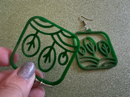 Tree Earrings: Laser Cut Acrylic Leaves & Trees, Tropical, Green Earrings, Plants, Park, Forest, Nature, Leaf, Best Gifts for Her/Him/Them