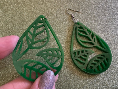 Tree Earrings: Laser Cut Acrylic Leaves & Trees, Tropical, Green Earrings, Plants, Park, Forest, Nature, Leaf, Best Gifts for Her/Him/Them