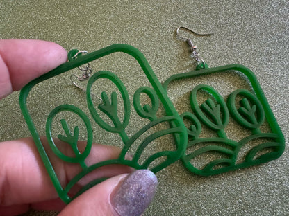 Tree Earrings: Laser Cut Acrylic Leaves & Trees, Tropical, Green Earrings, Plants, Park, Forest, Nature, Leaf, Best Gifts for Her/Him/Them