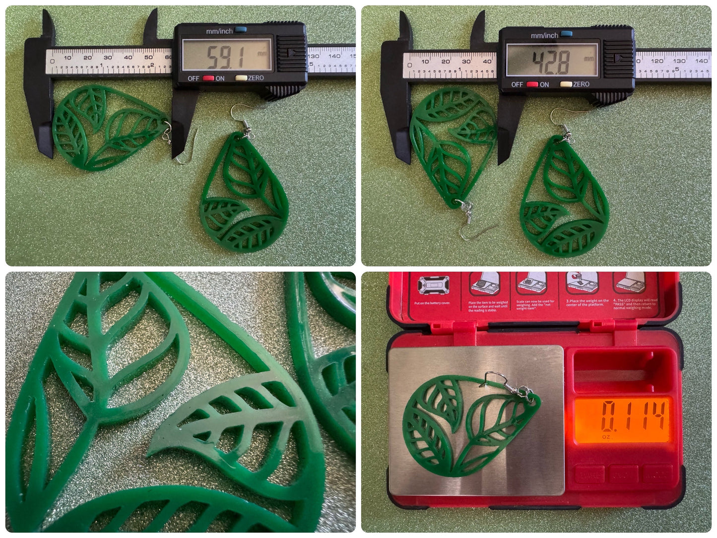 Tree Earrings: Laser Cut Acrylic Leaves & Trees, Tropical, Green Earrings, Plants, Park, Forest, Nature, Leaf, Best Gifts for Her/Him/Them