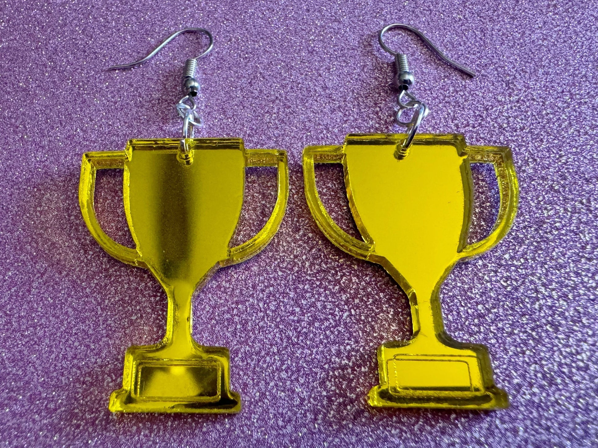 Trophy Earrings: Laser Cut Acrylic Trophies, Golden Trophy, First Place, Winner, Medal, Competition, Contest, Best Gifts for Her/Him/Them