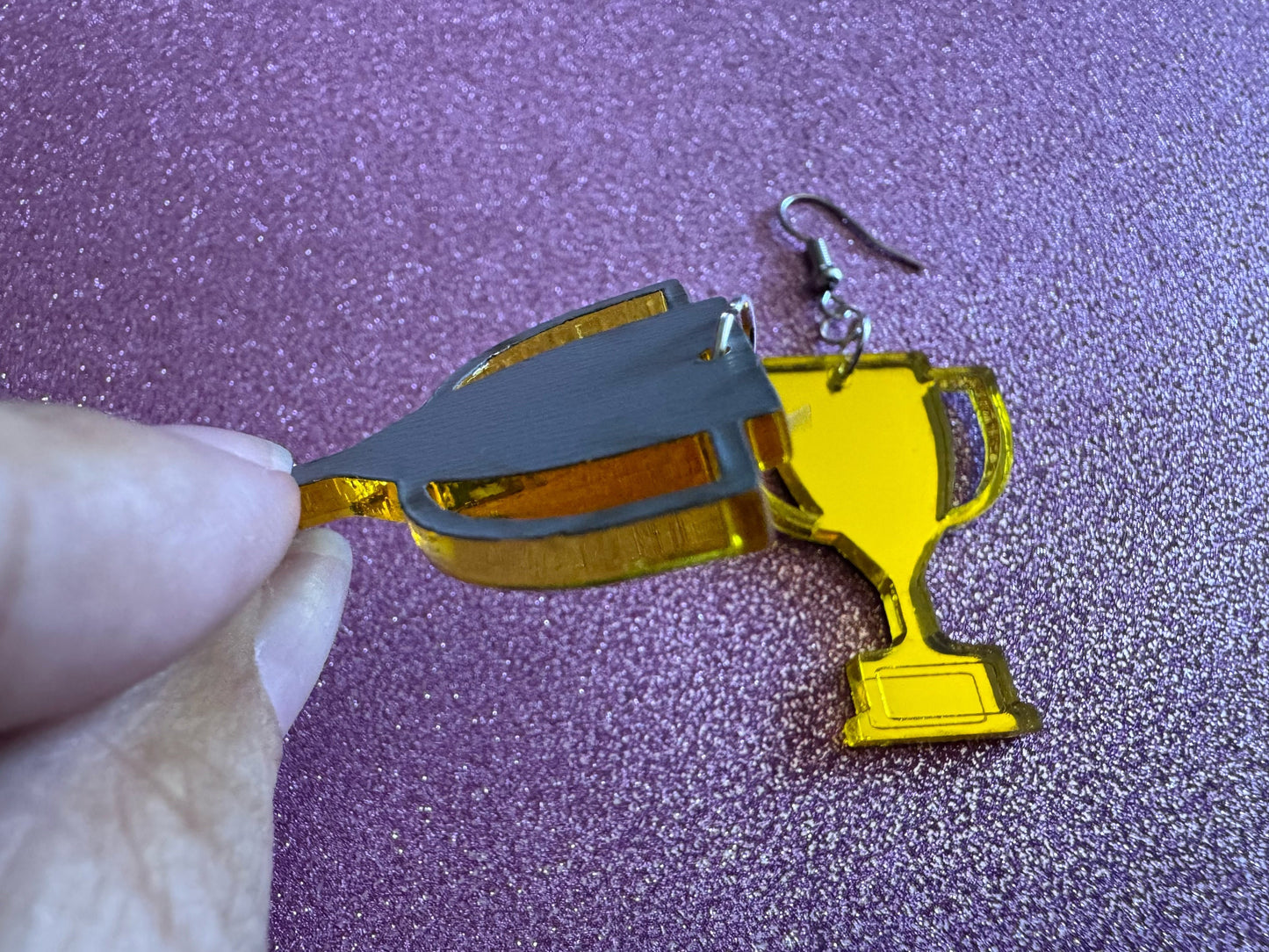 Trophy Earrings: Laser Cut Acrylic Trophies, Golden Trophy, First Place, Winner, Medal, Competition, Contest, Best Gifts for Her/Him/Them