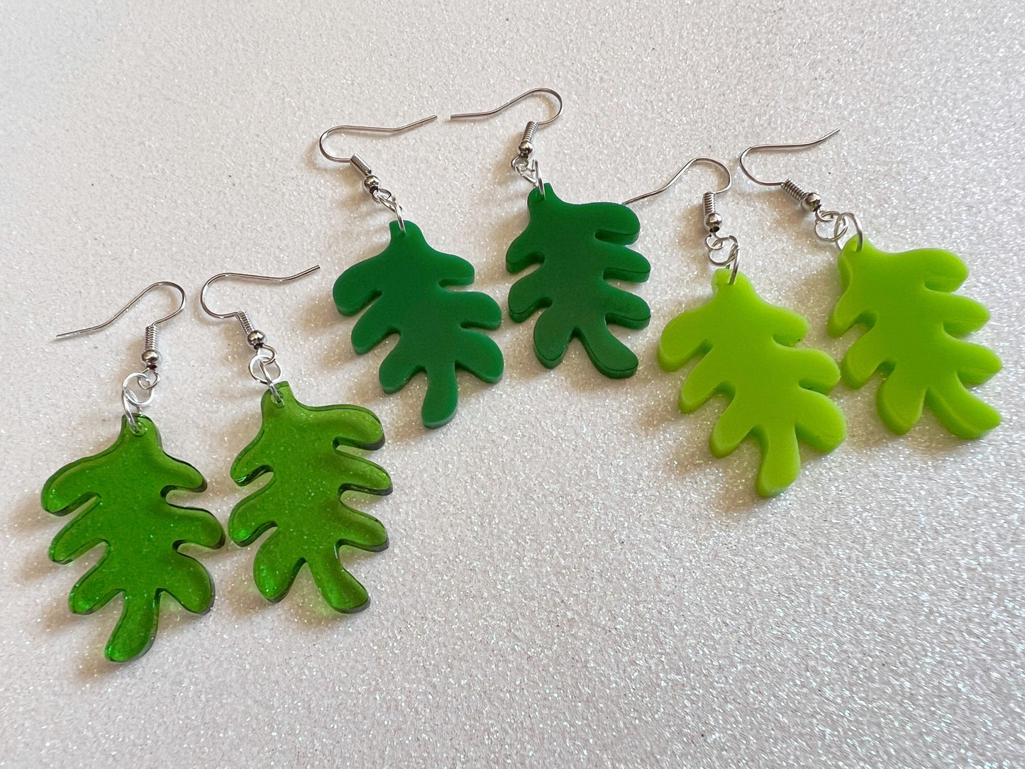 Tropical Leaf Earrings: Laser Cut Acrylic Leaves, Green Earrings, Plants, Gifts for Her/Him/Them