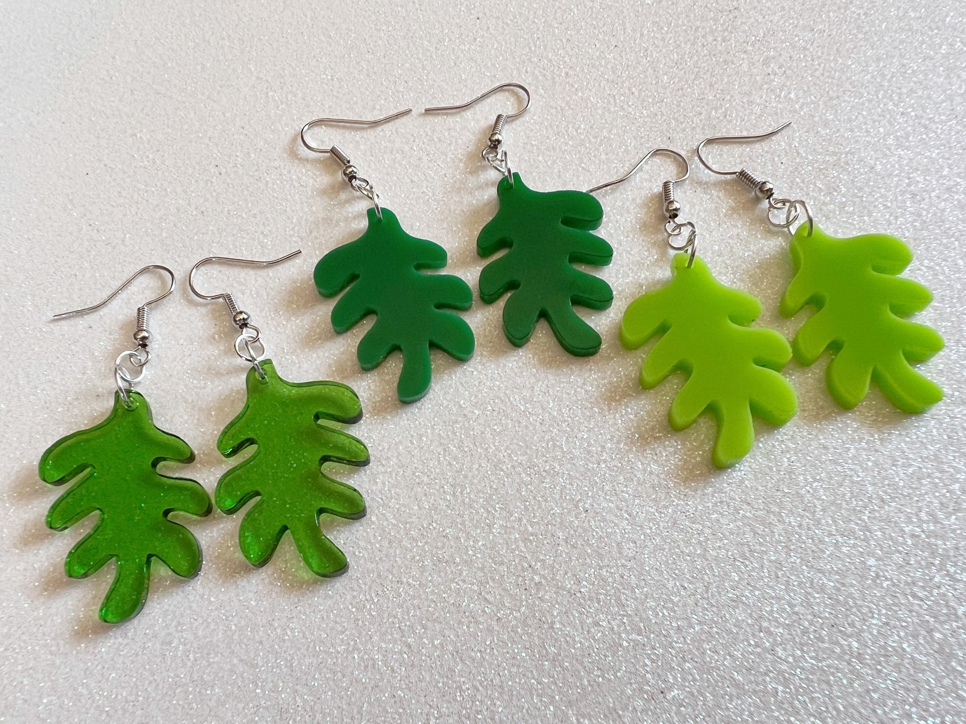 Tropical Leaf Earrings: Laser Cut Acrylic Leaves, Green Earrings, Plants, Gifts for Her/Him/Them