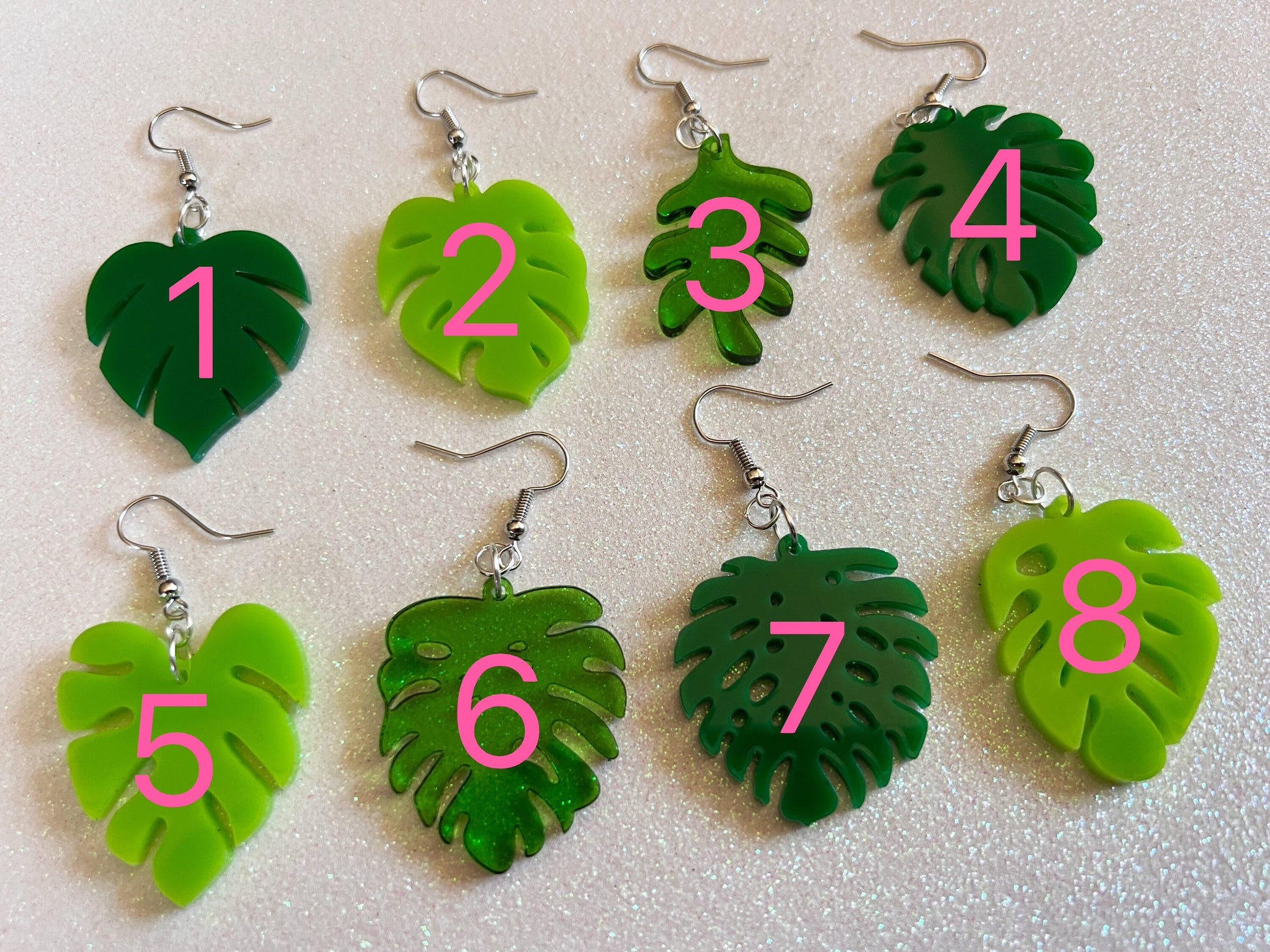 Tropical Leaf Earrings: Laser Cut Acrylic Leaves, Green Earrings, Plants, Gifts for Her/Him/Them