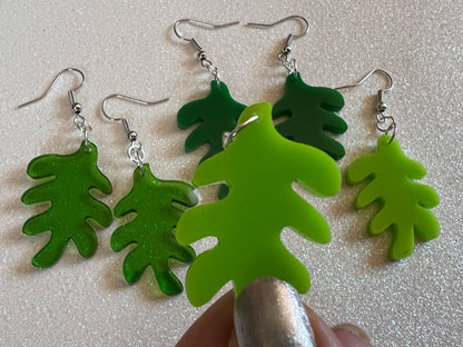 Tropical Leaf Earrings: Laser Cut Acrylic Leaves, Green Earrings, Plants, Gifts for Her/Him/Them
