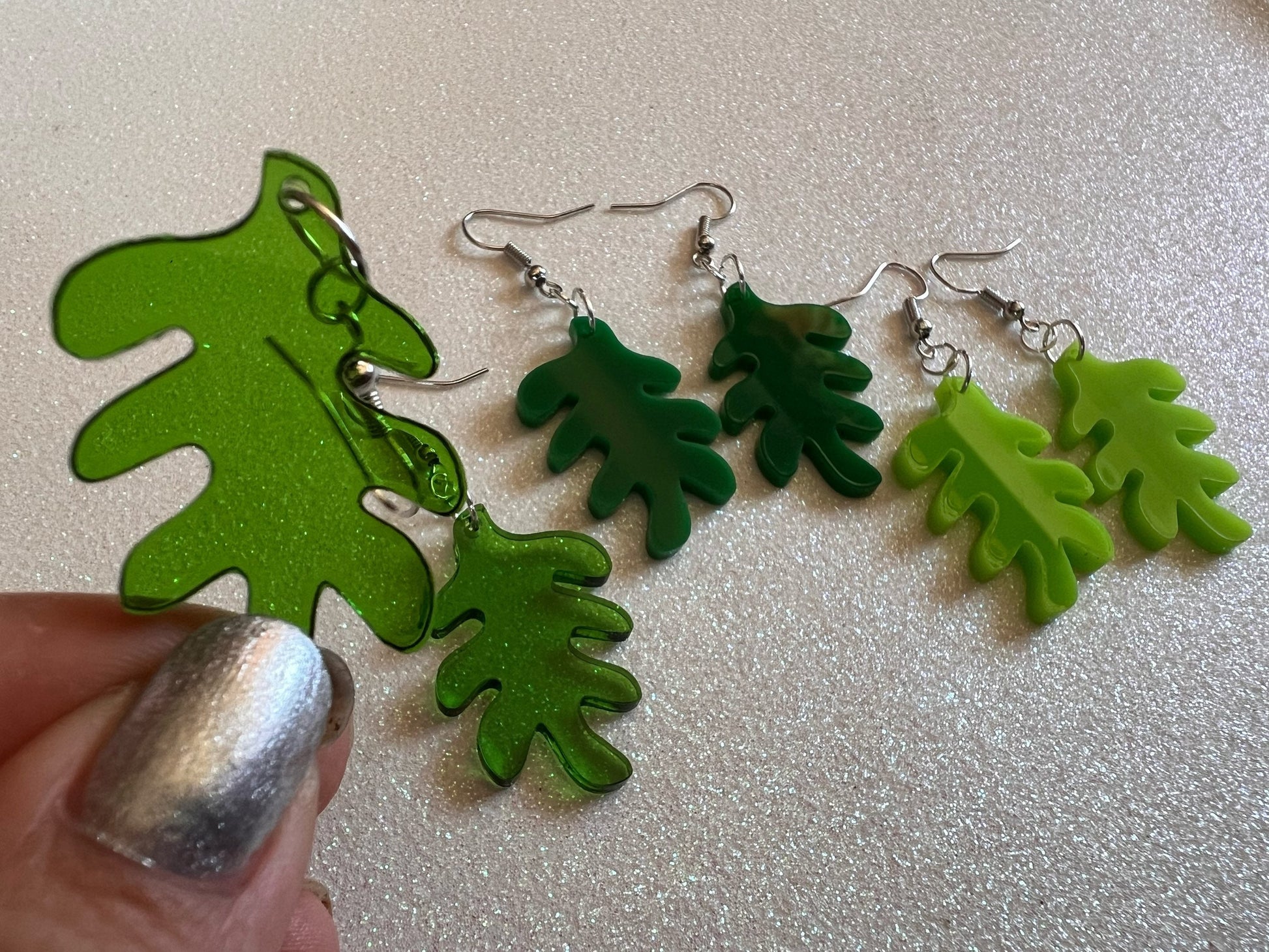 Tropical Leaf Earrings: Laser Cut Acrylic Leaves, Green Earrings, Plants, Gifts for Her/Him/Them