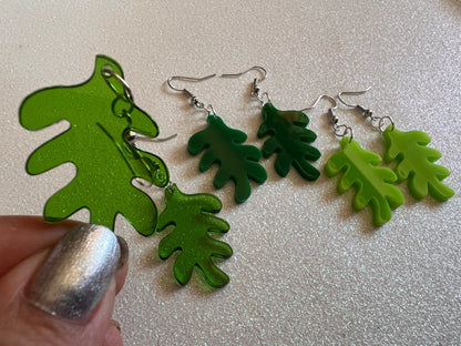 Tropical Leaf Earrings: Laser Cut Acrylic Leaves, Green Earrings, Plants, Gifts for Her/Him/Them