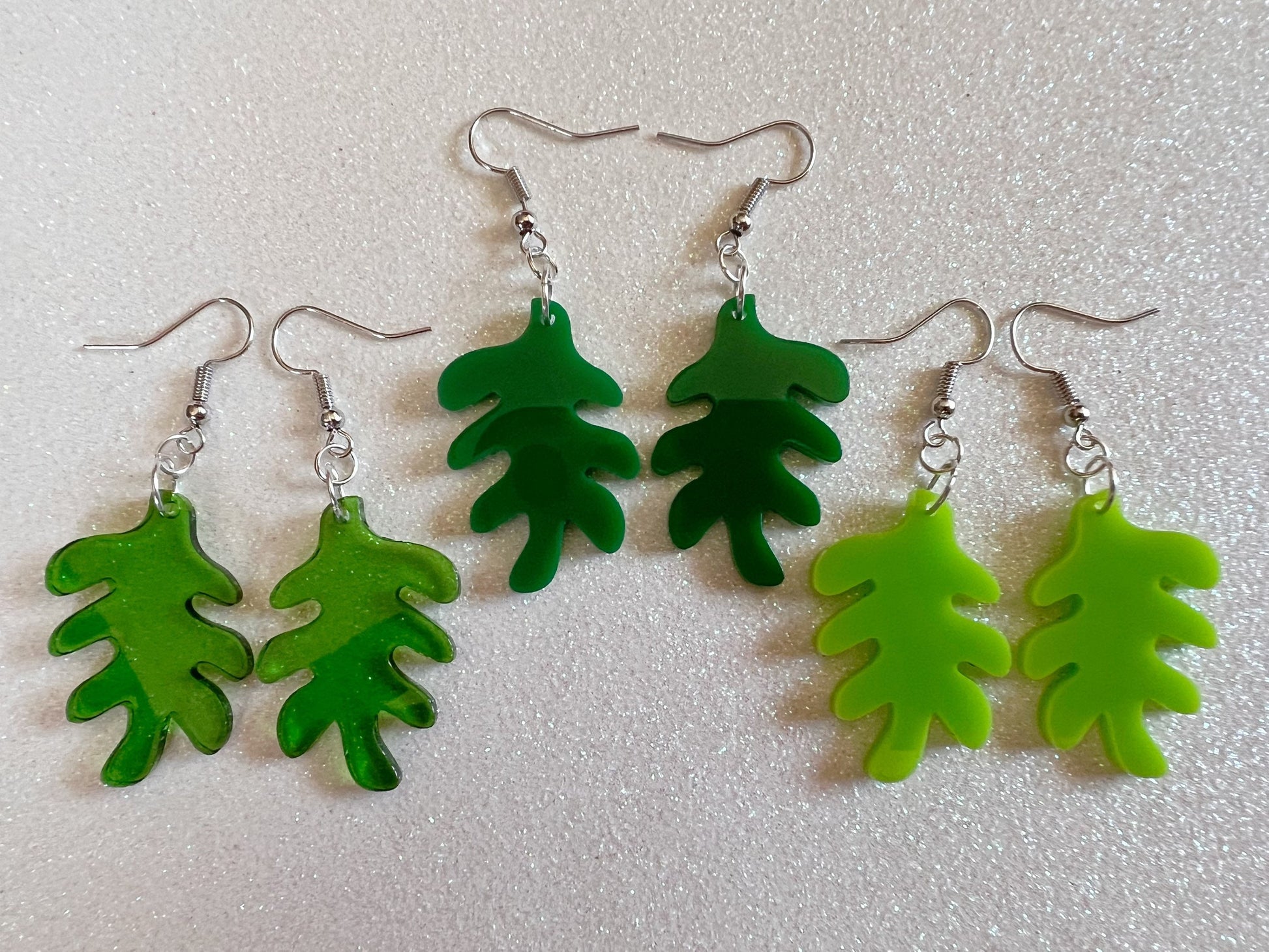 Tropical Leaf Earrings: Laser Cut Acrylic Leaves, Green Earrings, Plants, Gifts for Her/Him/Them