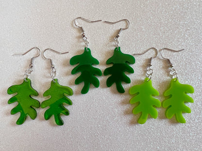 Tropical Leaf Earrings: Laser Cut Acrylic Leaves, Green Earrings, Plants, Gifts for Her/Him/Them